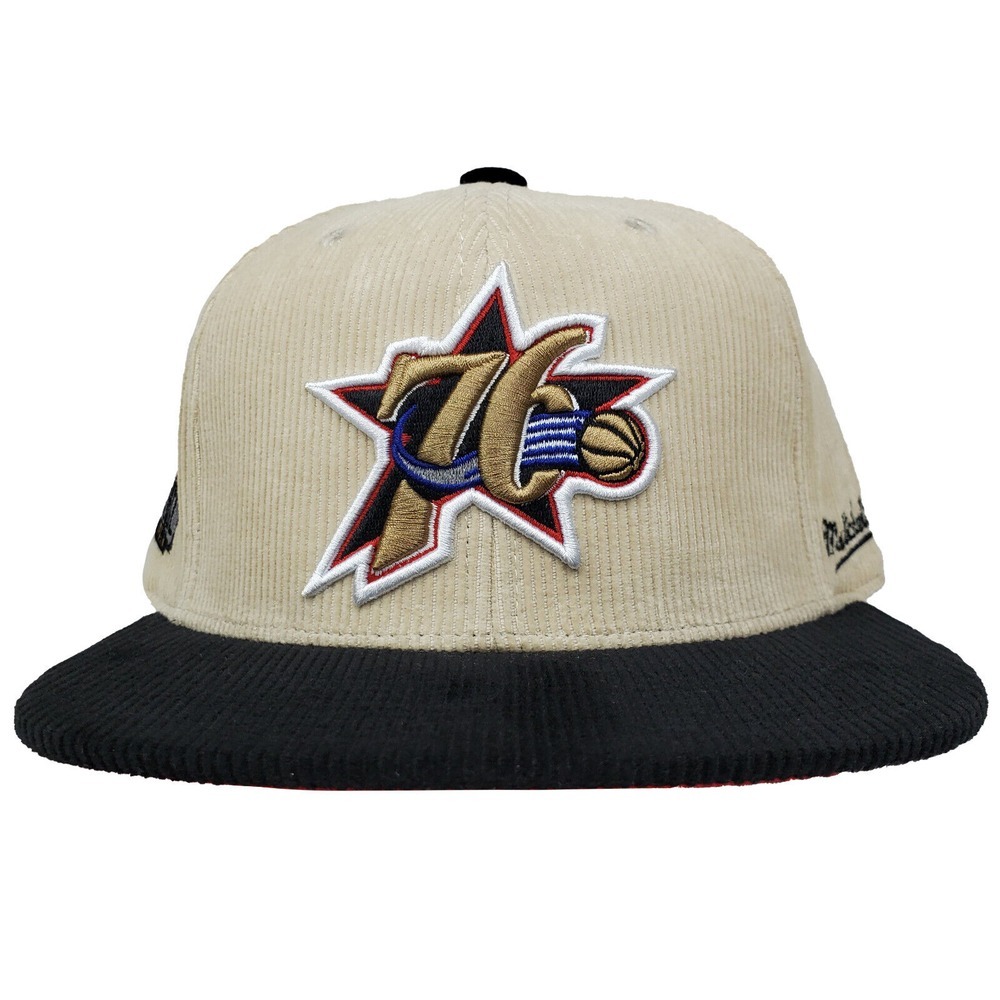 Philadelphia 76ers Mitchell & Ness NBA Fitted 7 1/4 Hat Cap 3D Logo Corduroy NWT